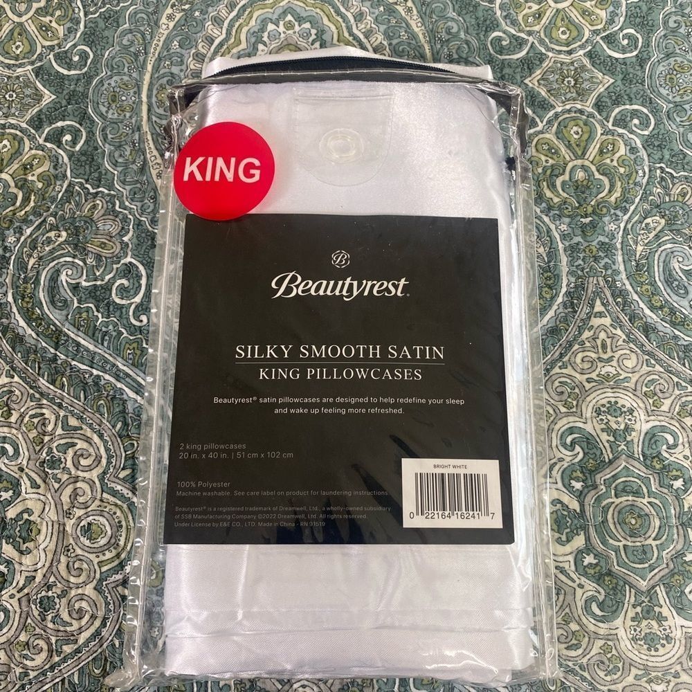 Beautyrest Silky Smooth Satin King Pillowcases - Bright White Healthier Hair